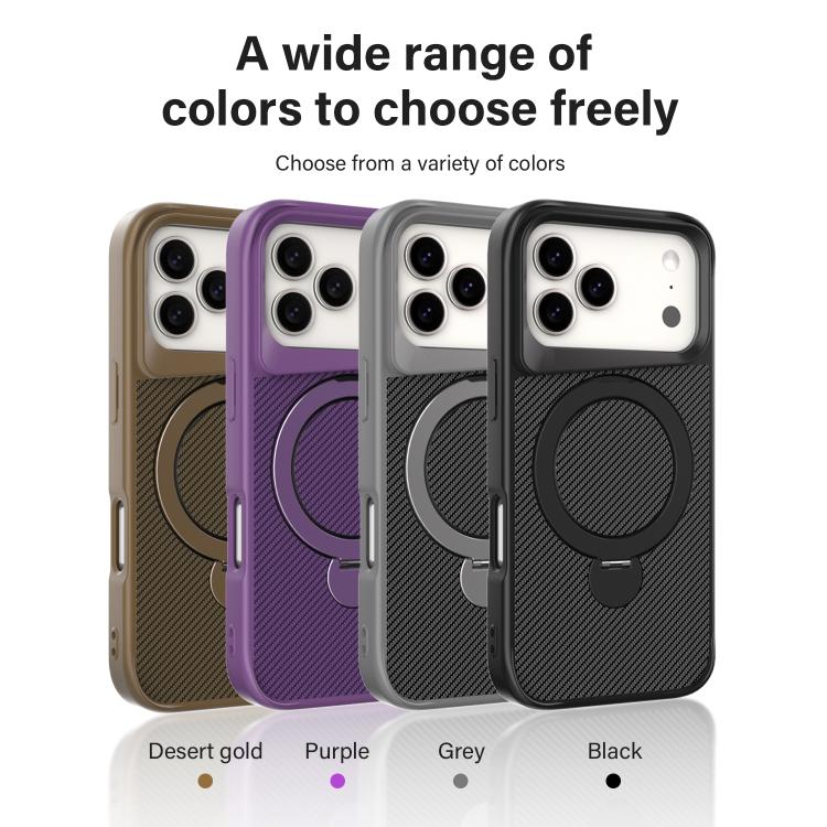 Custodia per telefono con supporto MagSafe a 360° e texture in fibra di carbonio., For iPhone 17 Pro Max
