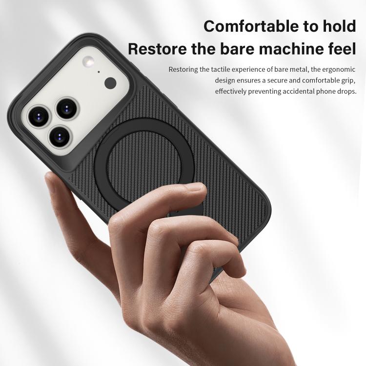 Custodia per telefono con supporto MagSafe a 360° e texture in fibra di carbonio., For iPhone 17 Pro Max