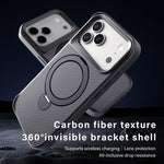 Custodia per telefono con supporto MagSafe a 360° e texture in fibra di carbonio., For iPhone 17 Pro Max