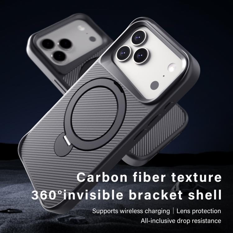 Custodia per telefono con supporto MagSafe a 360° e texture in fibra di carbonio., For iPhone 17 Pro Max
