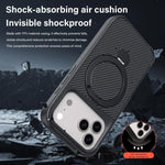 Custodia per telefono con supporto MagSafe a 360° e texture in fibra di carbonio., For iPhone 17 Pro Max