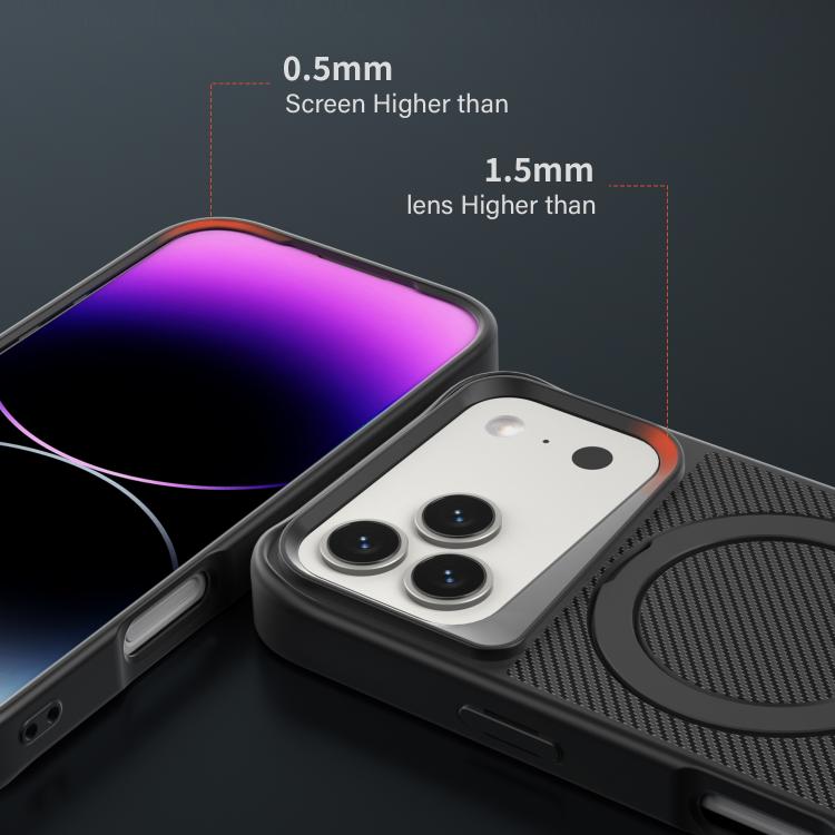Custodia per telefono con supporto MagSafe a 360° e texture in fibra di carbonio., For iPhone 17 Pro Max