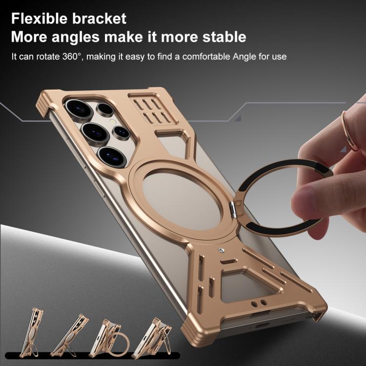 Custodia per telefono MagSafe in lega senza cornice Armor 360 Holder., For Samsung Galaxy S26 Ultra 5G, For Samsung Galaxy S25 Ultra 5G, For Samsung Galaxy S24 Ultra 5G, For Samsung Galaxy S23 Ultra 5G