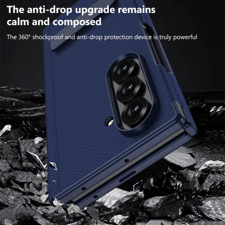 Custodia per telefono GKK in pelle pieghevole magnetica con supporto girevole a linea singola e stilo magnetico., For Samsung Galaxy Z TriFold