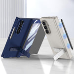 Custodia per telefono GKK in pelle pieghevole magnetica con supporto girevole a linea singola e stilo magnetico., For Samsung Galaxy Z TriFold