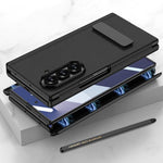 Custodia per telefono GKK in pelle pieghevole magnetica con supporto girevole a linea singola e stilo magnetico., For Samsung Galaxy Z TriFold