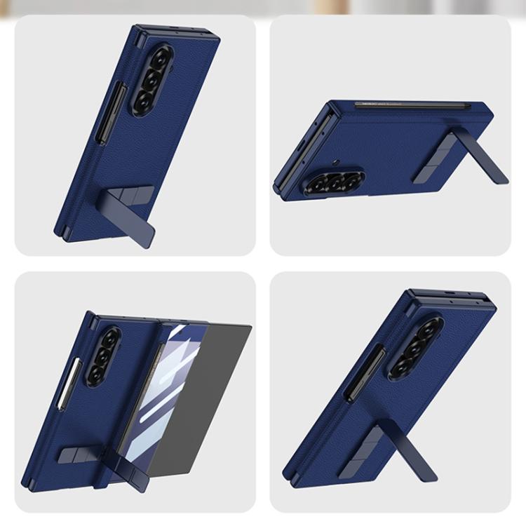Custodia per telefono GKK in pelle pieghevole magnetica con supporto girevole a linea singola e stilo magnetico., For Samsung Galaxy Z TriFold
