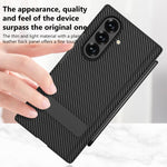 Custodia per telefono GKK in pelle pieghevole magnetica con supporto girevole a linea singola e stilo magnetico., For Samsung Galaxy Z TriFold