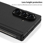 Custodia per telefono GKK in pelle pieghevole magnetica con supporto girevole a linea singola e stilo magnetico., For Samsung Galaxy Z TriFold