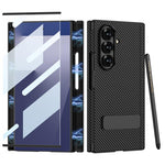 Custodia per telefono GKK in pelle pieghevole magnetica con supporto girevole a linea singola e stilo magnetico., For Samsung Galaxy Z TriFold