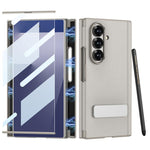 Custodia per telefono GKK in pelle pieghevole magnetica con supporto girevole a linea singola e stilo magnetico., For Samsung Galaxy Z TriFold