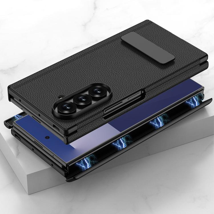 Custodia per telefono GKK in pelle con supporto girevole girevole e pieghevole magnetico, con chiusura a filo singolo., For Samsung Galaxy Z TriFold