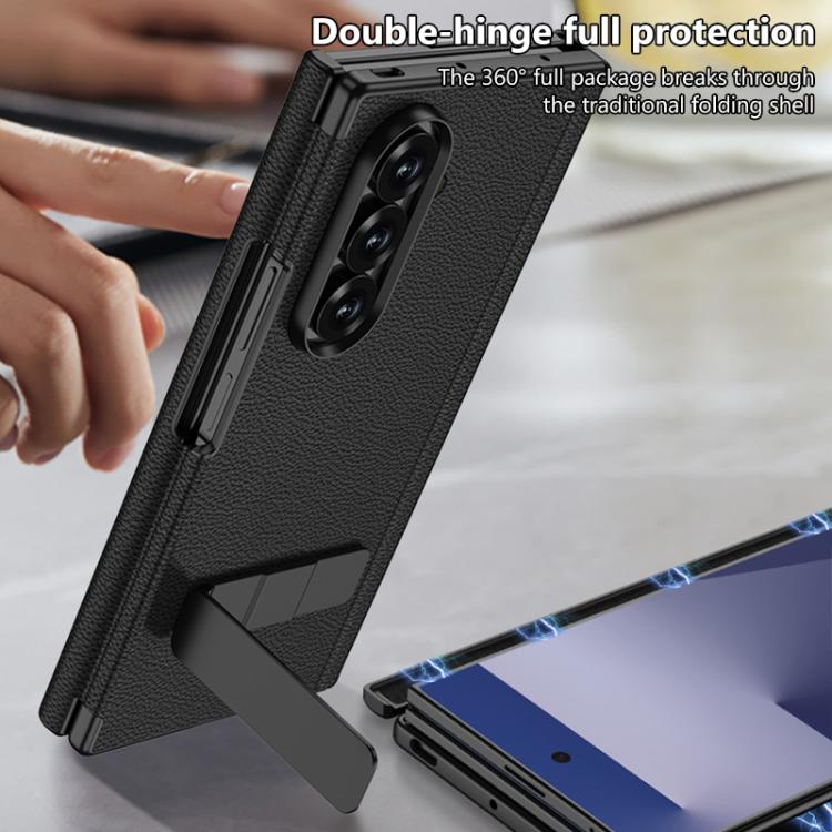 Custodia per telefono GKK in pelle con supporto girevole girevole e pieghevole magnetico, con chiusura a filo singolo., For Samsung Galaxy Z TriFold