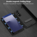 Custodia per telefono GKK in pelle con supporto girevole girevole e pieghevole magnetico, con chiusura a filo singolo., For Samsung Galaxy Z TriFold