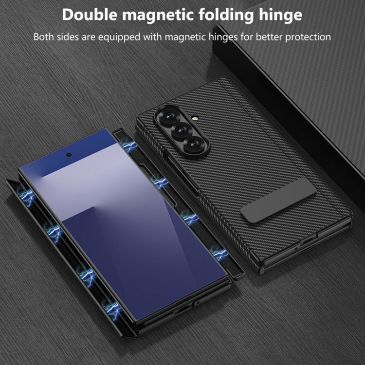 Custodia per telefono GKK in pelle con supporto girevole girevole e pieghevole magnetico, con chiusura a filo singolo., For Samsung Galaxy Z TriFold