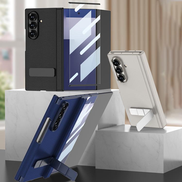 Custodia per telefono GKK in pelle con supporto girevole girevole e pieghevole magnetico integrato., For Samsung Galaxy Z TriFold