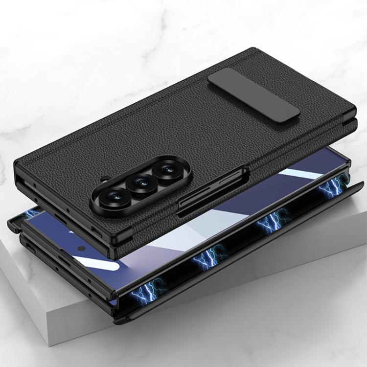 Custodia per telefono GKK in pelle con supporto girevole girevole e pieghevole magnetico integrato., For Samsung Galaxy Z TriFold