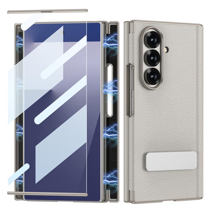 Custodia per telefono GKK in pelle con supporto girevole girevole e pieghevole magnetico integrato., For Samsung Galaxy Z TriFold