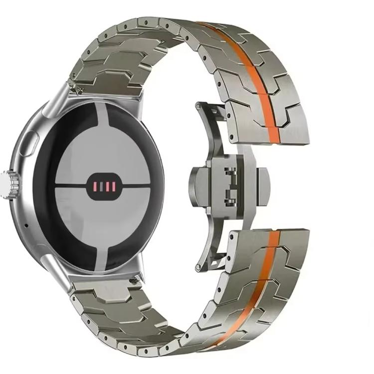 Cinturino per orologio in acciaio inossidabile con fibbia a farfalla di Iron Man., For Google Pixel Watch 4 / 3 / 2 / 1 41mm