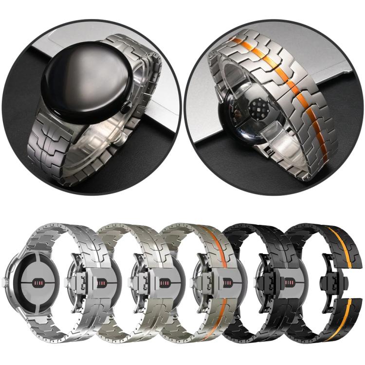 Cinturino per orologio in acciaio inossidabile con fibbia a farfalla di Iron Man., For Google Pixel Watch 4 / 3 / 2 / 1 41mm