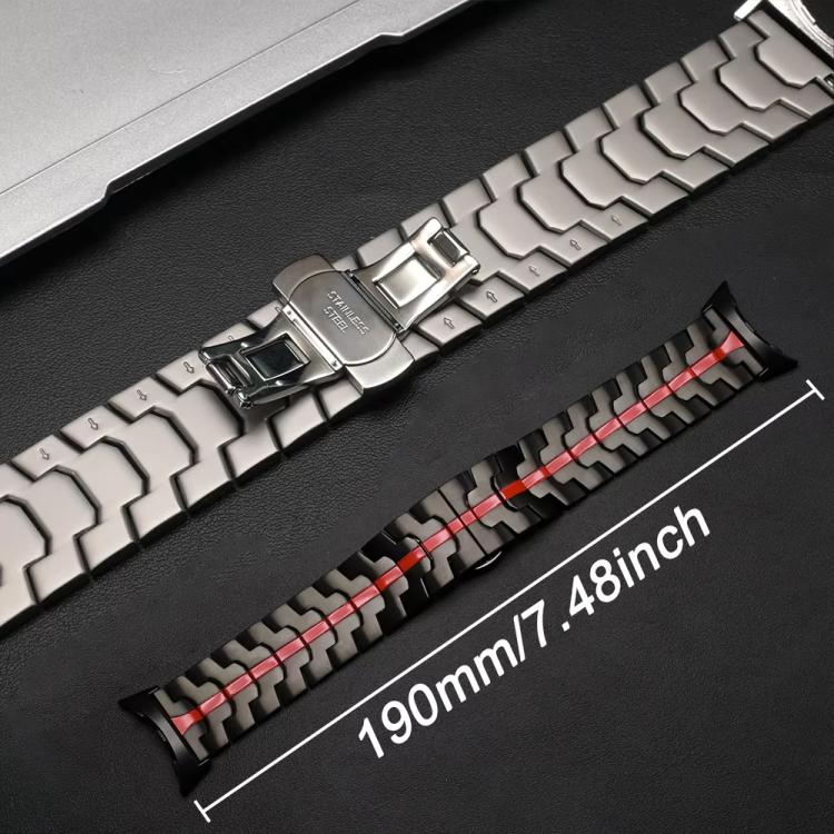 Cinturino per orologio in acciaio inossidabile con fibbia a farfalla di Iron Man., For Google Pixel Watch 4 / 3 / 2 / 1 41mm