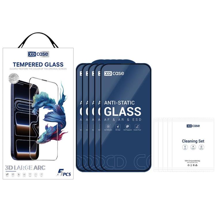 Pellicola protettiva in vetro temperato HD serigrafata XDcase, confezione da 5 pezzi., For iPhone 17e / 16e, For iPhone 17 Pro Max, For iPhone 17 Pro, For iPhone 17, For iPhone Air, For iPhone 16 Pro Max, For iPhone 16 Pro, For iPhone 16 Plus          ...
