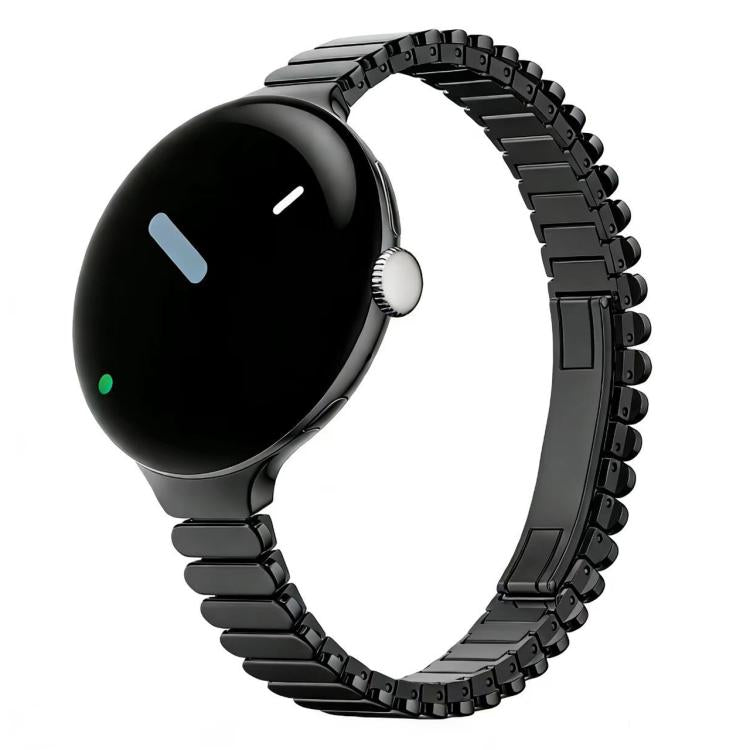 Cinturino per orologio in acciaio inossidabile sottile, ovale, con fibbia a farfalla e un solo perlino., For Google Pixel Watch 4 / 3 / 2 / 1 41mm
