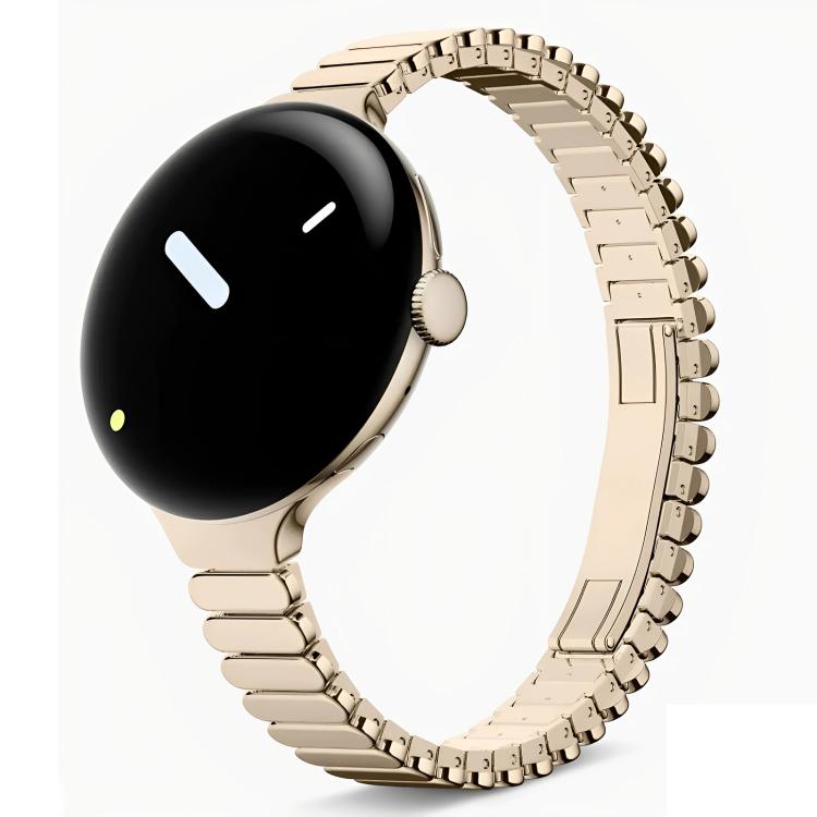 Cinturino per orologio in acciaio inossidabile sottile, ovale, con fibbia a farfalla e un solo perlino., For Google Pixel Watch 4 / 3 / 2 / 1 41mm
