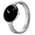 Cinturino per orologio in acciaio inossidabile sottile, ovale, con fibbia a farfalla e un solo perlino., For Google Pixel Watch 4 / 3 / 2 / 1 41mm