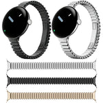 Cinturino per orologio in acciaio inossidabile sottile, ovale, con fibbia a farfalla e un solo perlino., For Google Pixel Watch 4 / 3 / 2 / 1 41mm