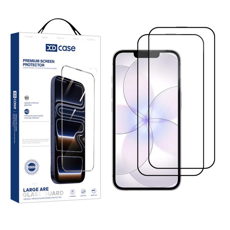 Pellicola protettiva in vetro temperato HD con stampa serigrafica XDcase (confezione da 2 pezzi), For iPhone 17e / 16e, For iPhone 17 Pro Max, For iPhone 17 Pro, For iPhone 17, For iPhone Air, For iPhone 16 Pro Max, For iPhone 16 Pro, For iPhone 16 Plu...