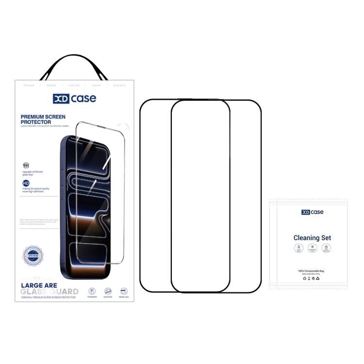 Pellicola protettiva in vetro temperato HD con stampa serigrafica XDcase (confezione da 2 pezzi), For iPhone 17e / 16e, For iPhone 17 Pro Max, For iPhone 17 Pro, For iPhone 17, For iPhone Air, For iPhone 16 Pro Max, For iPhone 16 Pro, For iPhone 16 Plu...