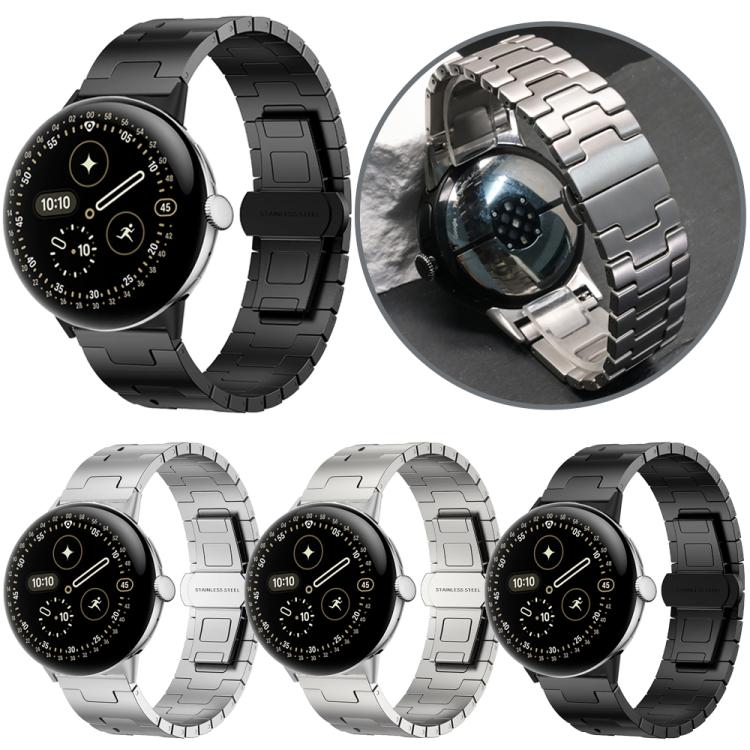 Cinturino per orologio in acciaio inossidabile con chiusura a farfalla a forma di H., For Google Pixel Watch 4 / 3 45mm