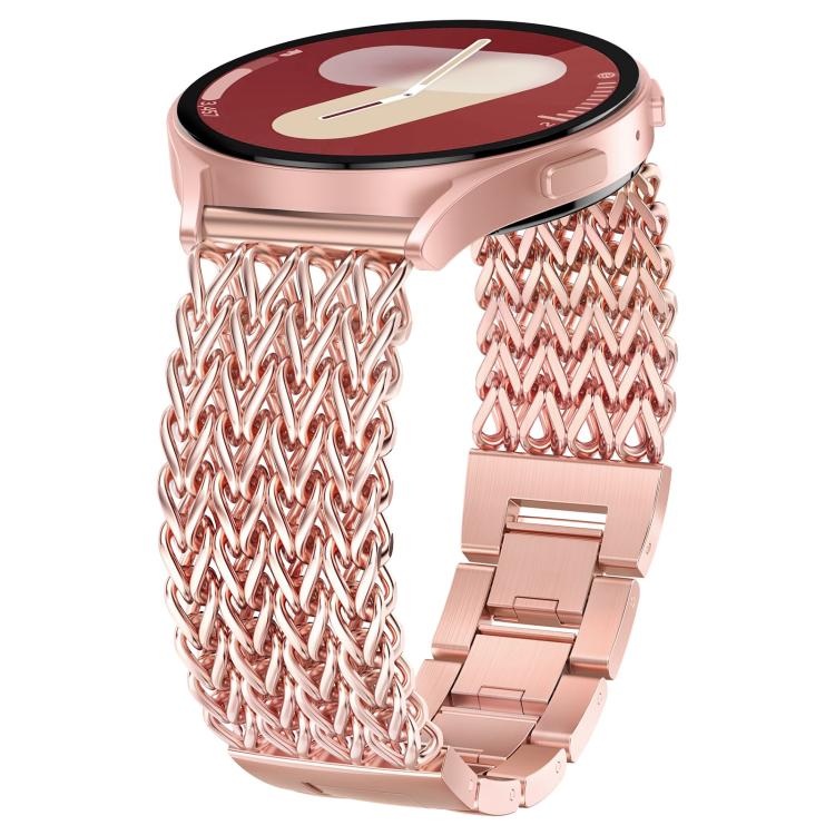 Cinturino per orologio xDfind in acciaio inossidabile intrecciato a spina di pesce con testa piatta, 22mm