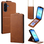 Cover a libro verticale in similpelle vegana tinta unita con tracolla, For Samsung Galaxy A25e, For Samsung Galaxy A07 4G, For Samsung Galaxy A17 5G, For Samsung Galaxy A06 5G / 4G, For Samsung Galaxy A56 5G, For Samsung Galaxy A36 5G