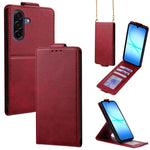 Cover a libro verticale in similpelle vegana tinta unita con tracolla, For Samsung Galaxy A25e, For Samsung Galaxy A07 4G, For Samsung Galaxy A17 5G, For Samsung Galaxy A06 5G / 4G, For Samsung Galaxy A56 5G, For Samsung Galaxy A36 5G