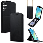 Cover a libro verticale in similpelle vegana tinta unita con tracolla, For Samsung Galaxy A16 5G, For Samsung Galaxy A15 5G / 4G, For Samsung Galaxy A55 5G, For Samsung Galaxy A35 5G, For Samsung Galaxy A05, For Samsung Galaxy A05s