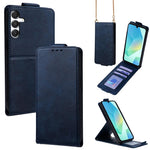 Cover a libro verticale in similpelle vegana tinta unita con tracolla, For Samsung Galaxy A16 5G, For Samsung Galaxy A15 5G / 4G, For Samsung Galaxy A55 5G, For Samsung Galaxy A35 5G, For Samsung Galaxy A05, For Samsung Galaxy A05s