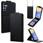 Cover a libro verticale in similpelle vegana tinta unita con tracolla, For Samsung Galaxy A16 5G, For Samsung Galaxy A15 5G / 4G, For Samsung Galaxy A55 5G, For Samsung Galaxy A35 5G, For Samsung Galaxy A05, For Samsung Galaxy A05s