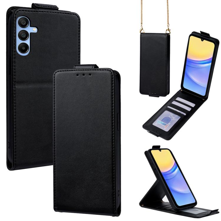 Cover a libro verticale in similpelle vegana tinta unita con tracolla, For Samsung Galaxy A16 5G, For Samsung Galaxy A15 5G / 4G, For Samsung Galaxy A55 5G, For Samsung Galaxy A35 5G, For Samsung Galaxy A05, For Samsung Galaxy A05s