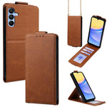 Cover a libro verticale in similpelle vegana tinta unita con tracolla, For Samsung Galaxy A16 5G, For Samsung Galaxy A15 5G / 4G, For Samsung Galaxy A55 5G, For Samsung Galaxy A35 5G, For Samsung Galaxy A05, For Samsung Galaxy A05s