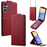 Cover a libro verticale in similpelle vegana tinta unita con tracolla, For Samsung Galaxy A16 5G, For Samsung Galaxy A15 5G / 4G, For Samsung Galaxy A55 5G, For Samsung Galaxy A35 5G, For Samsung Galaxy A05, For Samsung Galaxy A05s