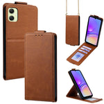 Cover a libro verticale in similpelle vegana tinta unita con tracolla, For Samsung Galaxy A16 5G, For Samsung Galaxy A15 5G / 4G, For Samsung Galaxy A55 5G, For Samsung Galaxy A35 5G, For Samsung Galaxy A05, For Samsung Galaxy A05s