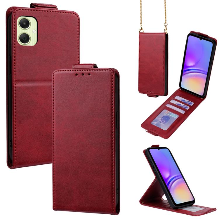 Cover a libro verticale in similpelle vegana tinta unita con tracolla, For Samsung Galaxy A16 5G, For Samsung Galaxy A15 5G / 4G, For Samsung Galaxy A55 5G, For Samsung Galaxy A35 5G, For Samsung Galaxy A05, For Samsung Galaxy A05s
