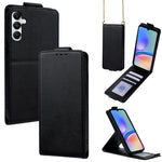 Cover a libro verticale in similpelle vegana tinta unita con tracolla, For Samsung Galaxy A16 5G, For Samsung Galaxy A15 5G / 4G, For Samsung Galaxy A55 5G, For Samsung Galaxy A35 5G, For Samsung Galaxy A05, For Samsung Galaxy A05s