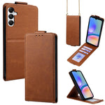 Cover a libro verticale in similpelle vegana tinta unita con tracolla, For Samsung Galaxy A16 5G, For Samsung Galaxy A15 5G / 4G, For Samsung Galaxy A55 5G, For Samsung Galaxy A35 5G, For Samsung Galaxy A05, For Samsung Galaxy A05s