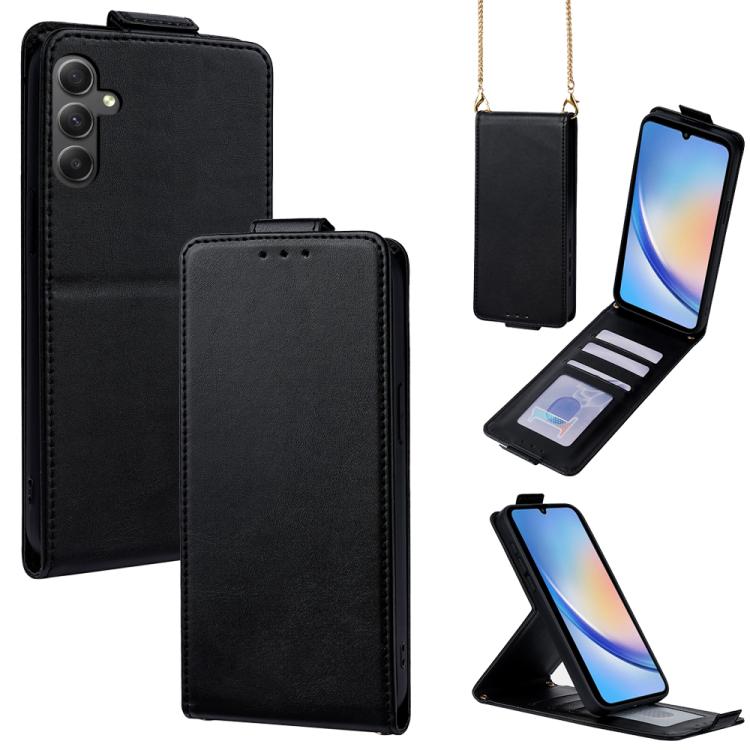 Cover a libro verticale in similpelle vegana tinta unita con tracolla, For Samsung Galaxy A25 5G Global, For Samsung Galaxy A24 4G, For Samsung Galaxy A34 5G, For Samsung Galaxy A54 5G, For Samsung Galaxy A04e, For Samsung Galaxy A14 5G