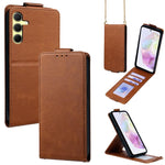 Cover a libro verticale in similpelle vegana tinta unita con tracolla, For Samsung Galaxy A16 5G, For Samsung Galaxy A15 5G / 4G, For Samsung Galaxy A55 5G, For Samsung Galaxy A35 5G, For Samsung Galaxy A05, For Samsung Galaxy A05s