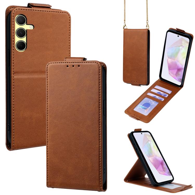 Cover a libro verticale in similpelle vegana tinta unita con tracolla, For Samsung Galaxy A16 5G, For Samsung Galaxy A15 5G / 4G, For Samsung Galaxy A55 5G, For Samsung Galaxy A35 5G, For Samsung Galaxy A05, For Samsung Galaxy A05s