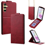 Cover a libro verticale in similpelle vegana tinta unita con tracolla, For Samsung Galaxy A16 5G, For Samsung Galaxy A15 5G / 4G, For Samsung Galaxy A55 5G, For Samsung Galaxy A35 5G, For Samsung Galaxy A05, For Samsung Galaxy A05s